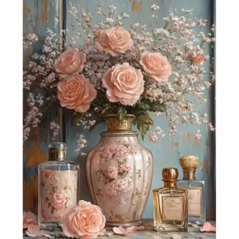 Diamanttavla Roses And Parfumes 40x50