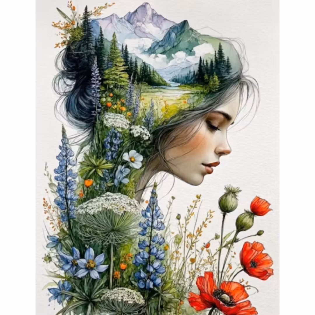 Diamanttavla Woman Flowers 40x50 - Leverans vecka 34