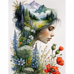 Diamanttavla Woman Flowers 40x50 - Leverans vecka 34