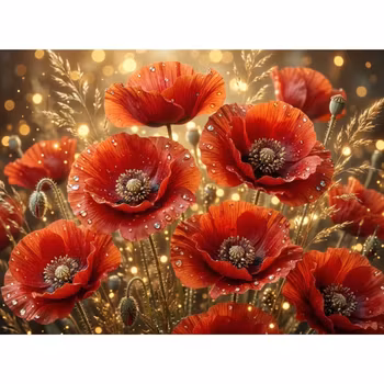 Diamanttavla Golden Poppy 50x40 - Leverans vecka 34