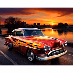 Diamanttavla Car Flames 50x40 - Leverans vecka 34