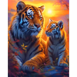 Diamanttavla Tigers Sunset 40x50
