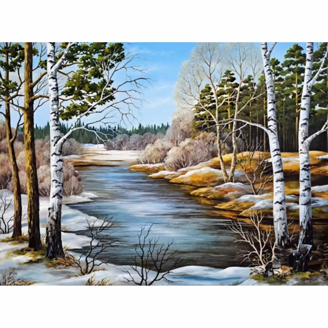 Diamanttavla Vinterbjörkar 50x40