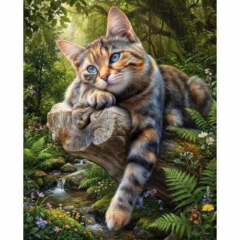 Diamanttavla Forest Cat 40x50 - Leverans vecka 39-40