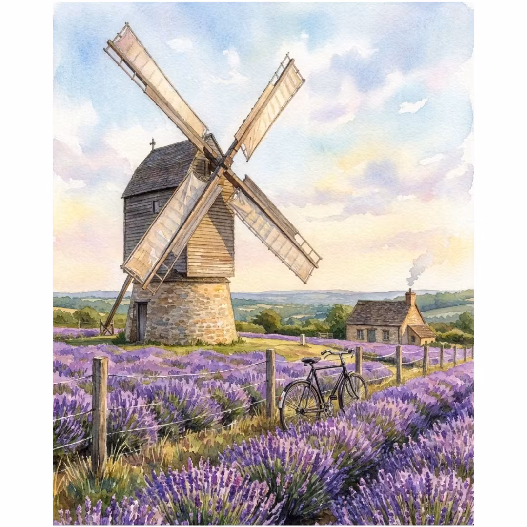 Diamanttavla Windmill Lavendel 40x50 - Leveranstid 39-40