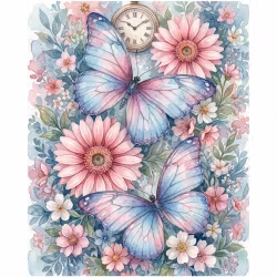 Diamanttavla Butterflies And Flowers - Leveranstid 39-40