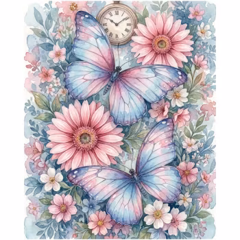 Diamanttavla Butterflies And Flowers - Leveranstid 39-40