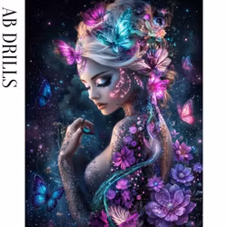 Diamanttavla AB Drills Woman Butterflies 40x50