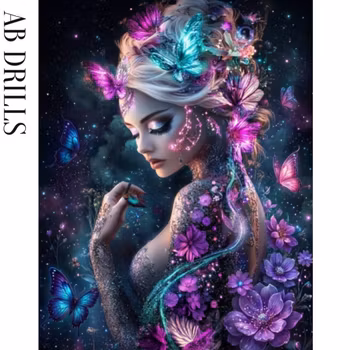 Diamanttavla AB Drills Woman Butterflies 40x50
