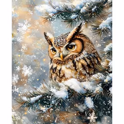 Diamanttavla Uggla Vinter 40x50 - Lev v. 41