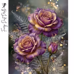 Diamanttavla Purplpe Rose 40x50