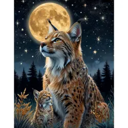Diamanttavla Lynx Starry Night 40x50 - Lev v. 41