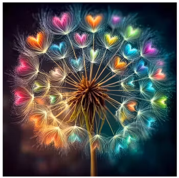 Diamanttavla Dandelion Color Hearts 40x40 - Lev. vecka 41