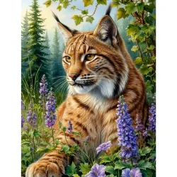 Diamanttavla Lodjur Natur 40x50