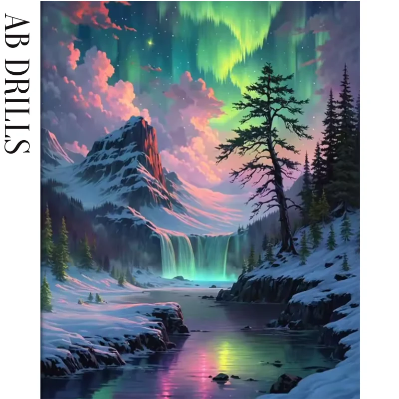 Diamanttavla AB Drills Northern Light Landscape 40x50