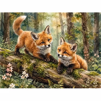 Diamanttavla Rävungar 40x50 - Leverand vecka 42