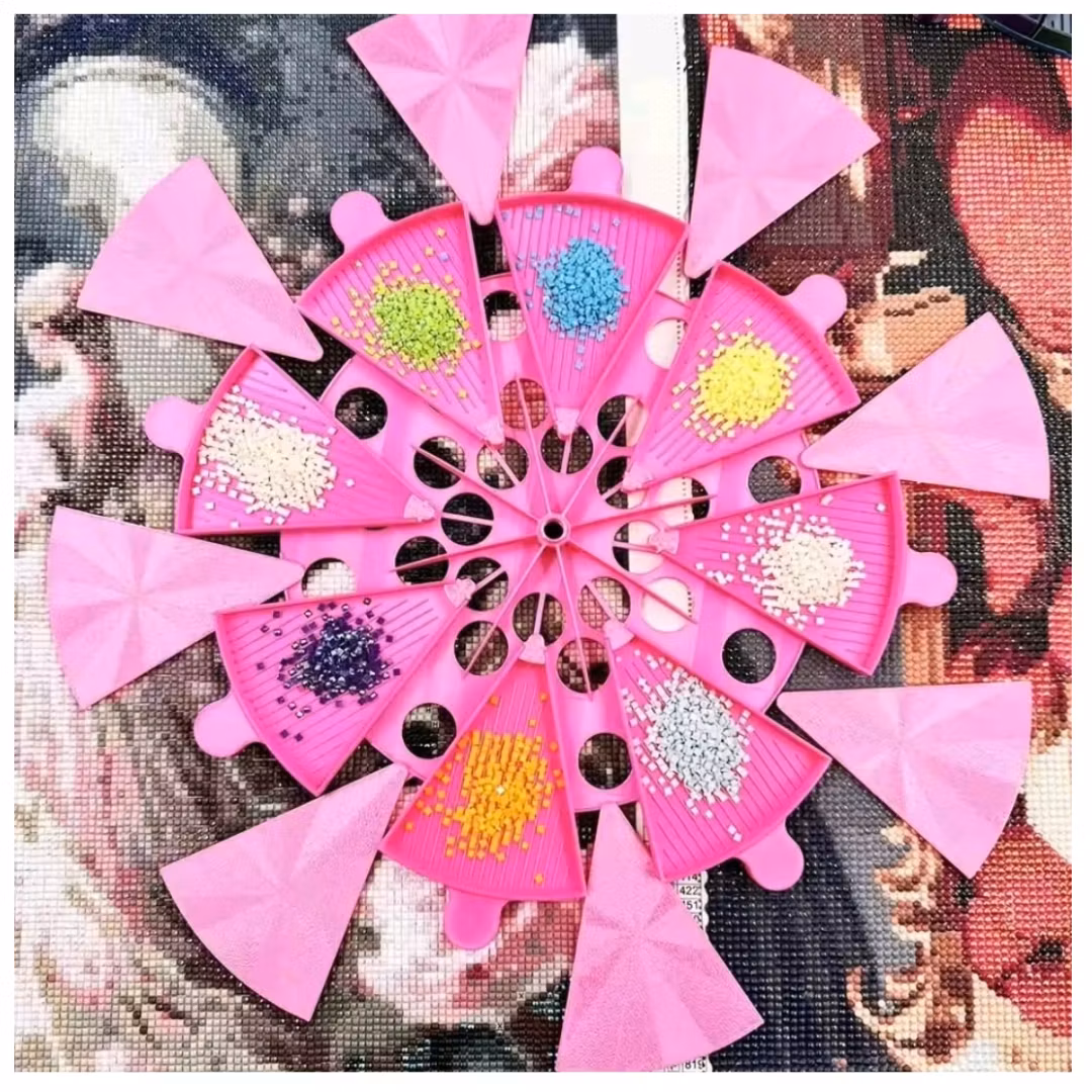 Diamond Painting Trågställ Med 8 Tråg + Vaxbox Rosa