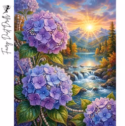 Diamanttavla Fairy Dust Drills Hortensia Sunset 40x50 - Leverans vecka 44-45