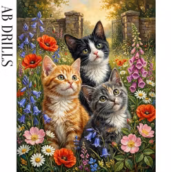 Diamanttavla AB Drills Kittens and Flowers 40x50 - Leverans vecka 44-45