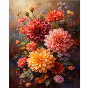 Diamanttavla Dahliabukett 40x50 - Leverans vecka 44-45