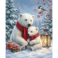 Diamanttavla Christmas Polarbear 40x50 - Leverans vecka 46-47