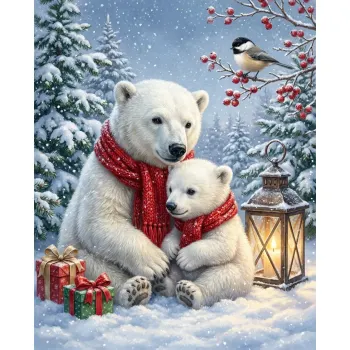 Diamanttavla Christmas Polarbear 40x50 - Leverans vecka 46-47