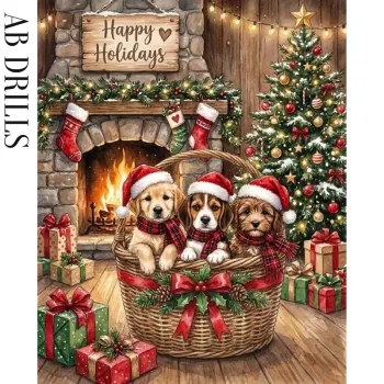 Diamanttavla AB Christmas Puppies 40x50 - Leverans Vecka 46-47