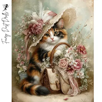 Diamanttavla Fairy Dust Drills Flowerhat Cat 40x50 - Leverans vecka 46-47