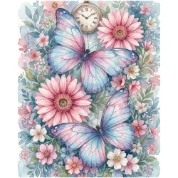 Diamanttavla Butterflies And Flowers 40x50 - Leverans vecka 46-47