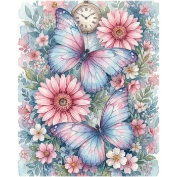 Diamanttavla Butterflies And Flowers 40x50 - Leverans vecka 46-47