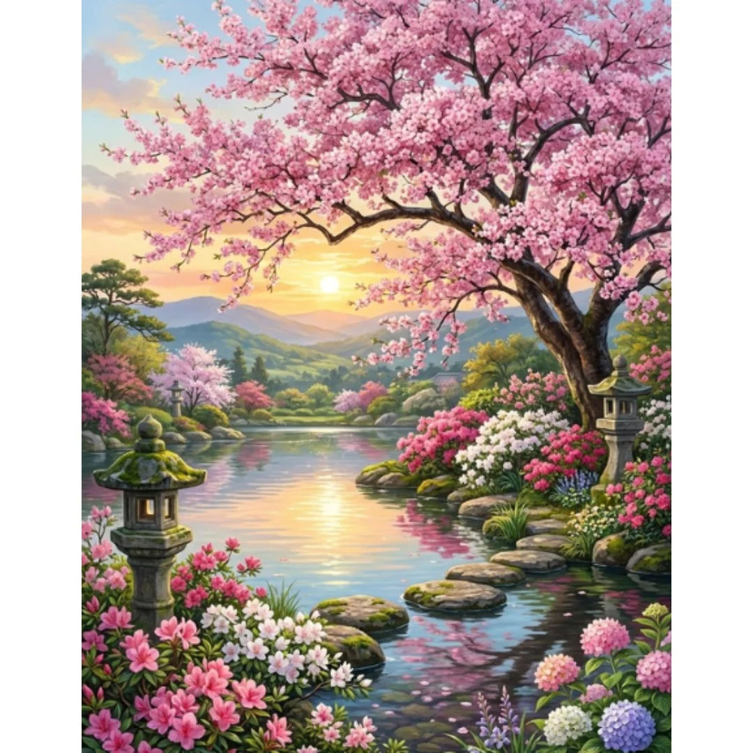 Diamanttavla Körsbärsträd Blomster 40x50 - Leverans vecka 46-47