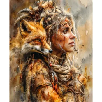 Diamanttavla Fox And Woman 40x50 - Leverans vecka 46-47