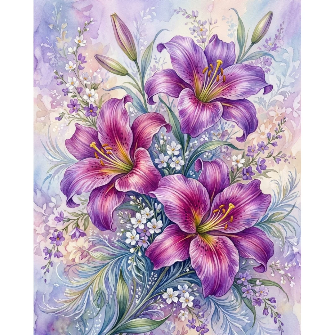 Diamanttavla Lilyflowers 40x50 - Leverans vecka 46-47