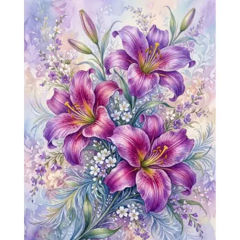 Diamanttavla Lilyflowers 40x50 - Leverans vecka 46-47