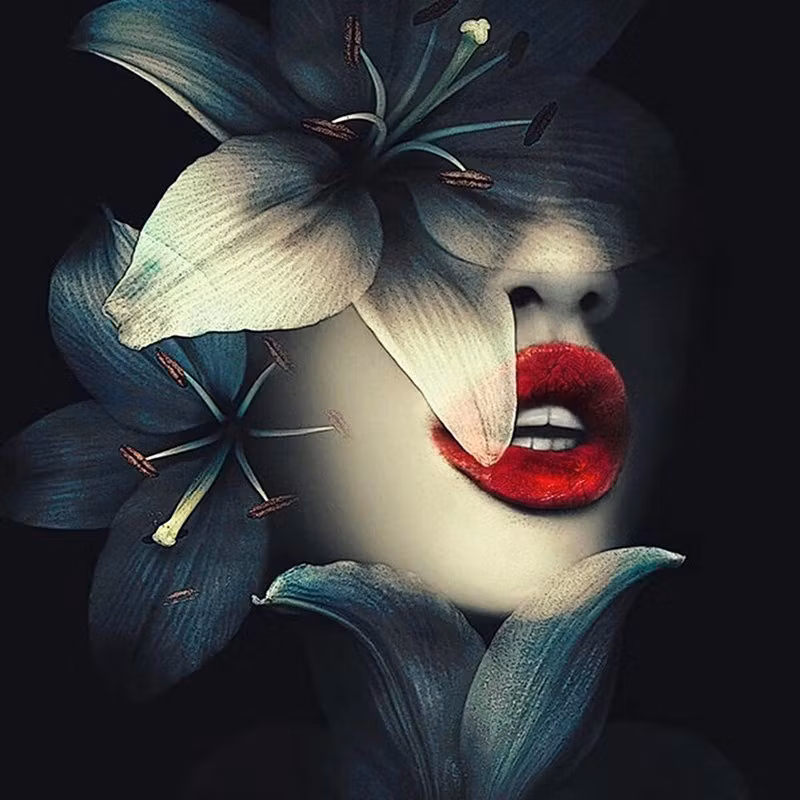 Diamanttavla Red Lips 50x50