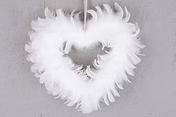 Fjäderhjärta Vit 28 cm