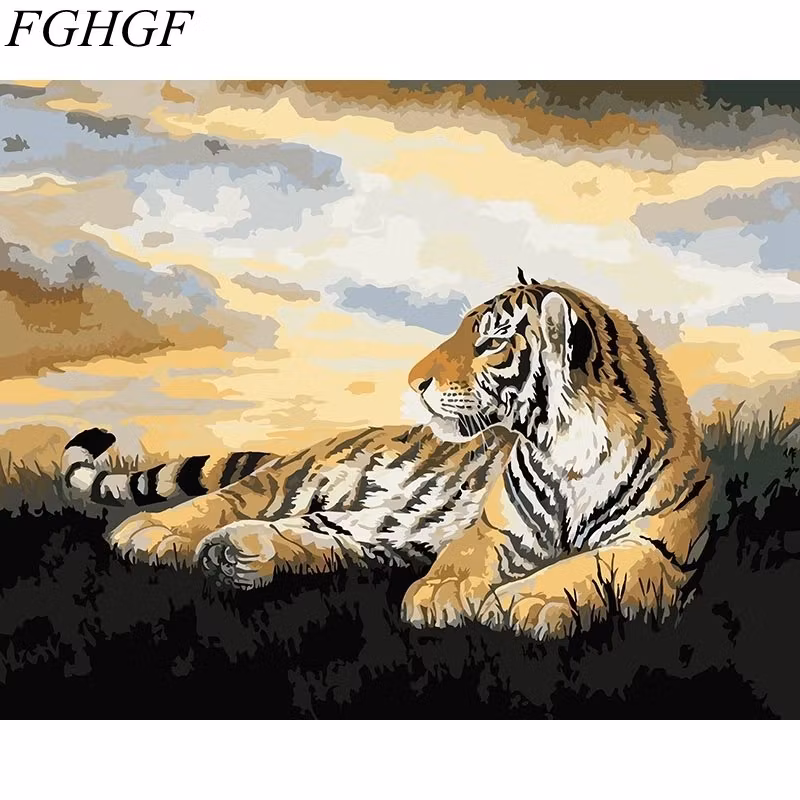 Paint By Numbers Tiger Sunset 40x50