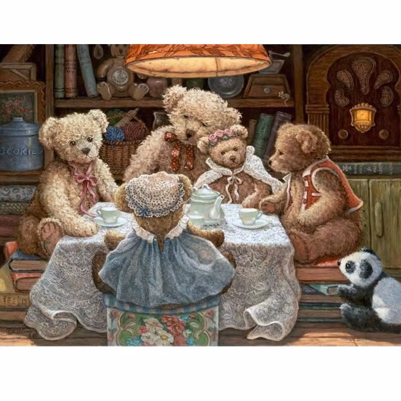 Diamanttavla Nallar Teparty 40x50