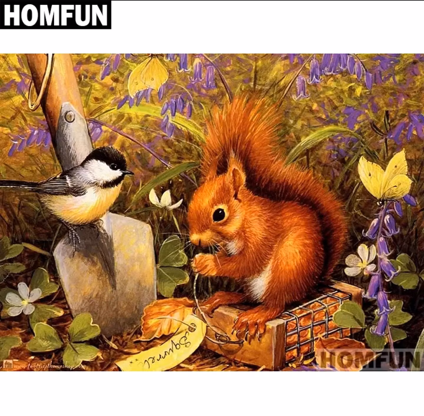 Diamanttavla Ekorre Och Fågel 40x50