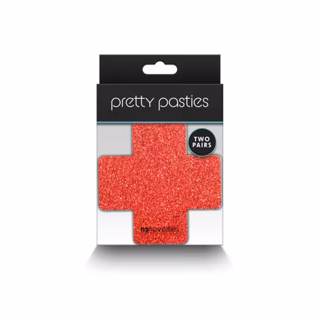 Pasties Glitter Cross 2 Pair - Red/Silver