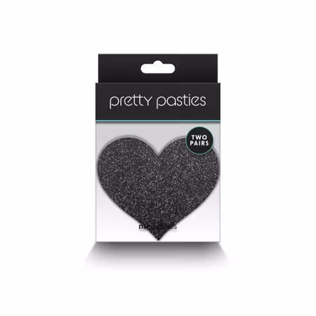 Pasties Glitter Heart 2 Pair - Black/Yellow