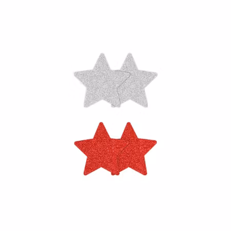 Pasties Glitter Stars 2 Pair - Red/Silver