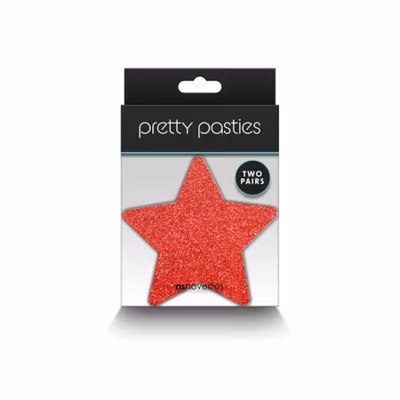 Pasties Glitter Stars 2 Pair - Red/Silver