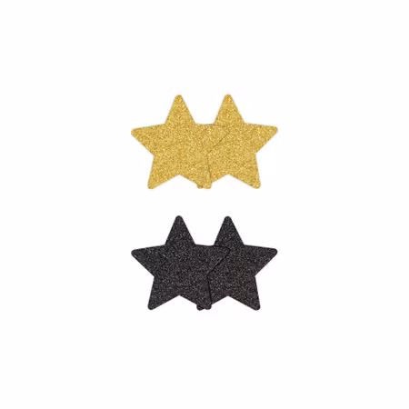 Pasties Glitter Stars 2 Pair - Black/Yellow