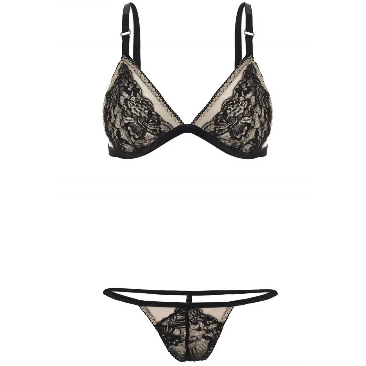 Floral lace bra with g-string