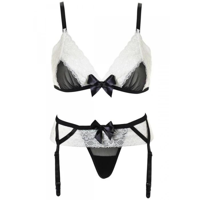 Sheer Bra with garter panty