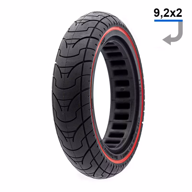 Solid däck 9.2x2-6.1/B34- Svart/Röd