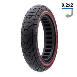 Solid däck 9.2x2-6.1/B34- Svart/Röd