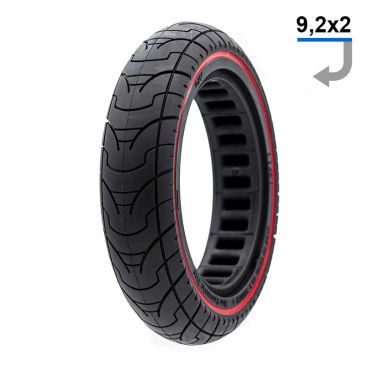 Solid däck 9.2x2-6.1/B34- Svart/Röd