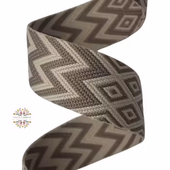 3,8 cm Jacquard Bånd - Brun & Latte - 1,5 meter